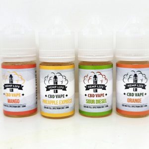 CBD Vape Mango, Pineapple Express, Sour Diesel, Orange